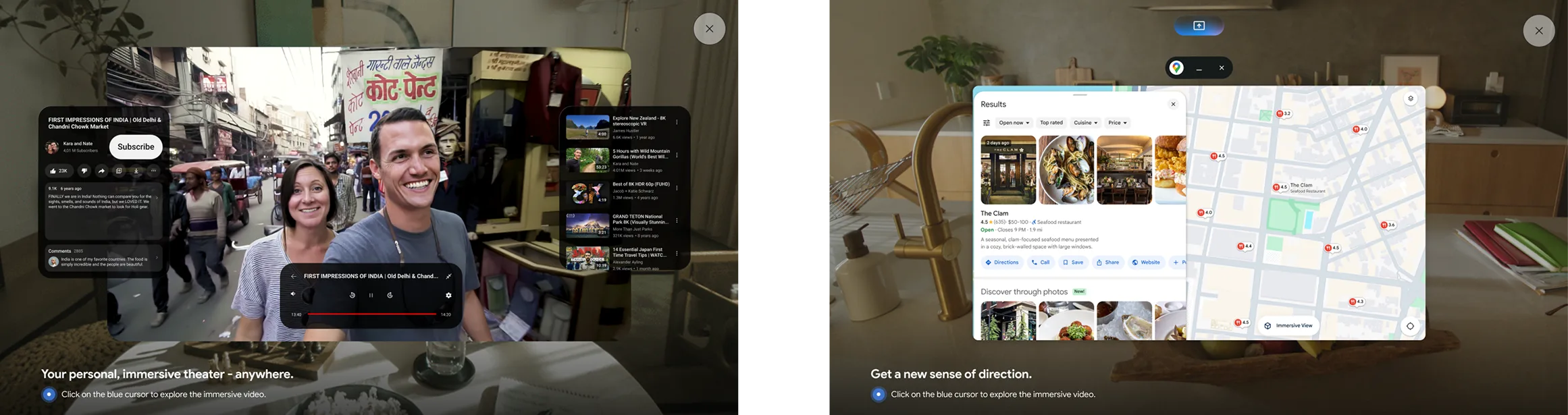 Android XR Chrome interface